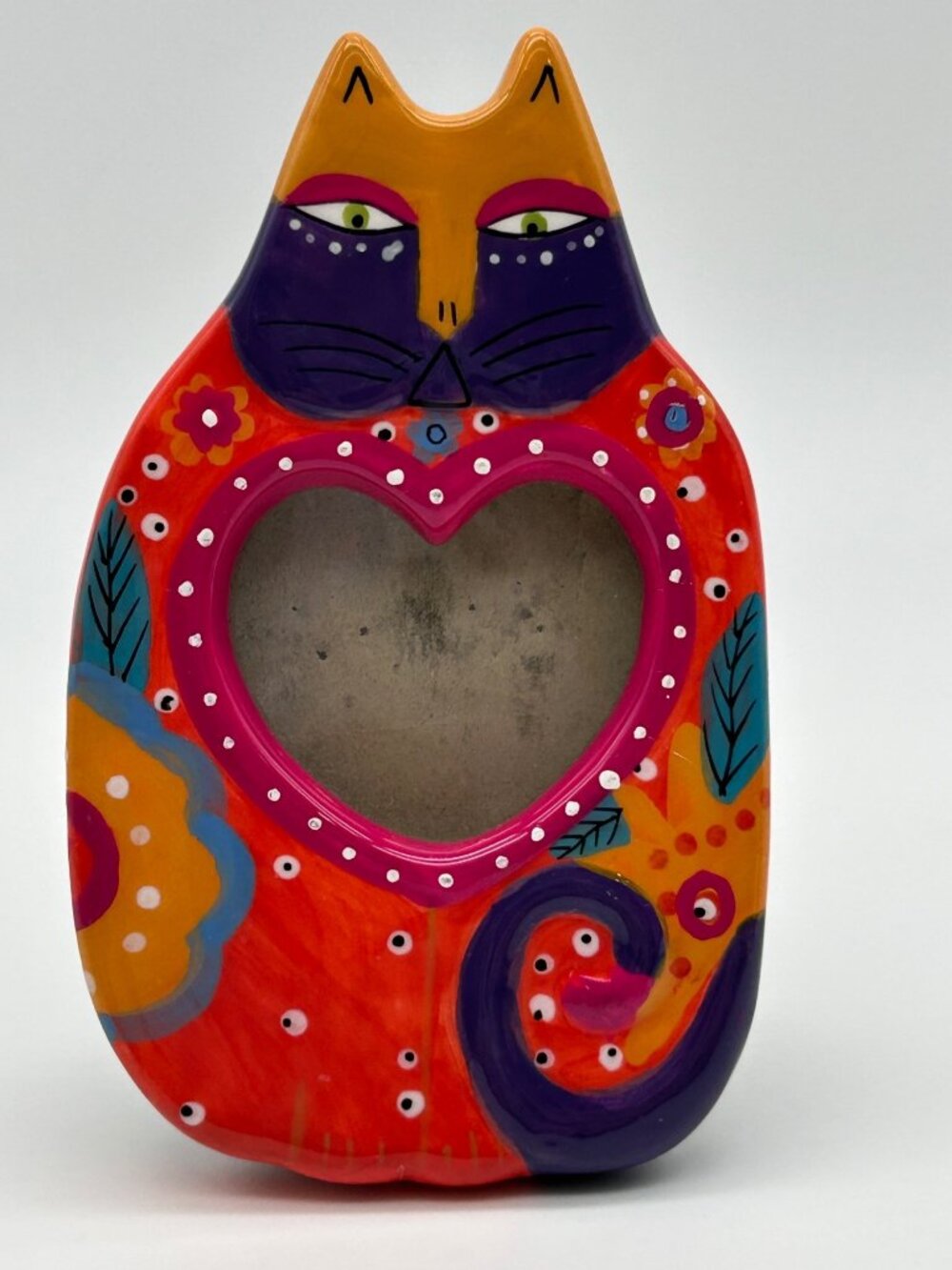 Vintage Laurel Burch Bella Casa Ganz Cat Mini Picture Frame Folk Art Whimsical